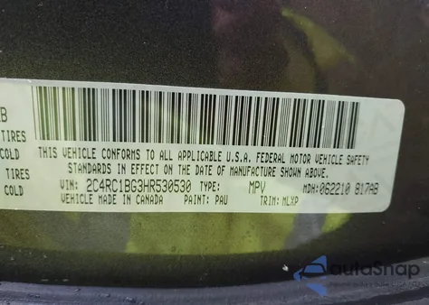 2017 Chrysler Pacifica Touring-L z USA, uszkodzony, nr VIN 2C4RC1BG3HR530530